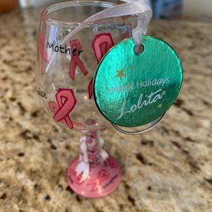 Lolita Breast Cancer Wine Glass Ornament
